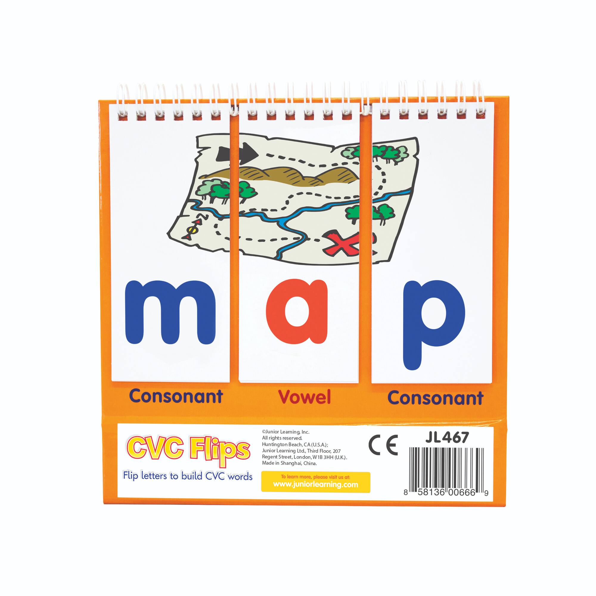 Junior Learning® Consonant-Vowel-Consonant Educational Flip Card Set